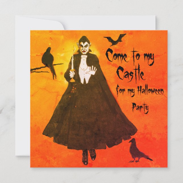 Halloween Draculas slott  Kappa Ljusarmatur Glöd Inbjudningar (Framsida)