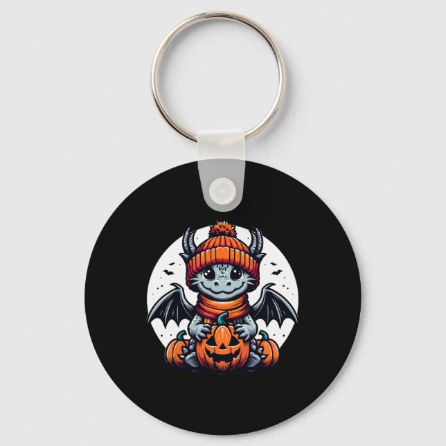 Halloween Dragon Pumpkin Nyckelring (Framsida)
