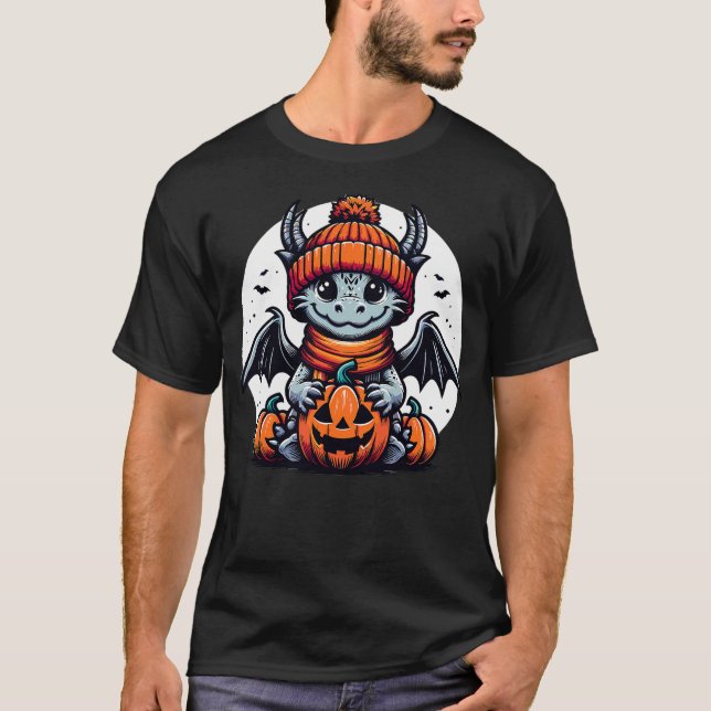 Halloween Dragon Pumpkin T Shirt (Framsida)