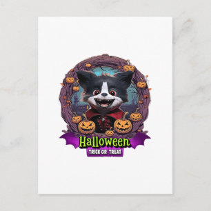Halloween-dräkt för valp vykort