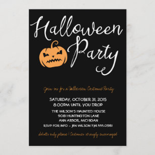 Halloween dräktparty, ungar eller vuxet party inbjudningar