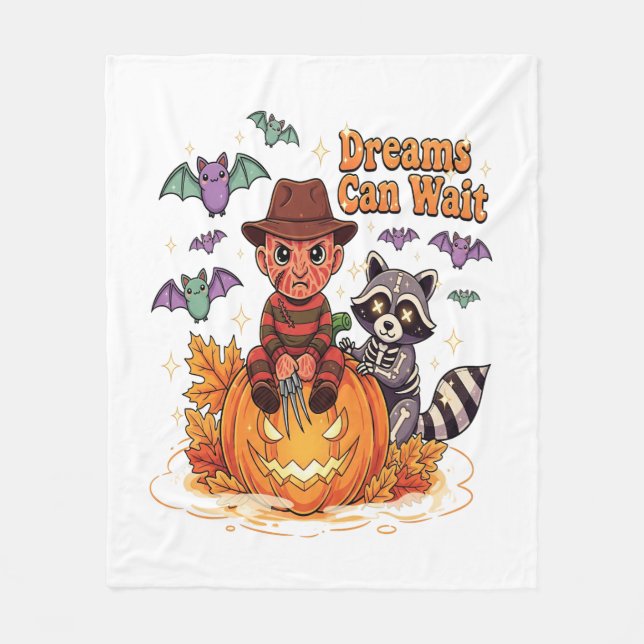 halloween Dreams kan vänta skräckmonster Fleecefilt (Framsidan)