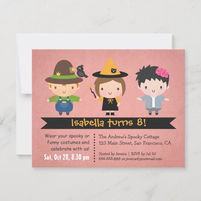 Halloween Dress Up Födelsedagsfest inbjudan (Framsida)