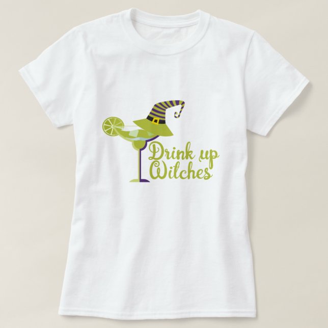 Halloween Drink Up Witches Humor T Shirt (Design framsida)