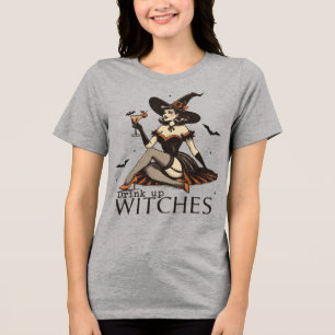 Halloween Drink Up Witches Retro T Shirt