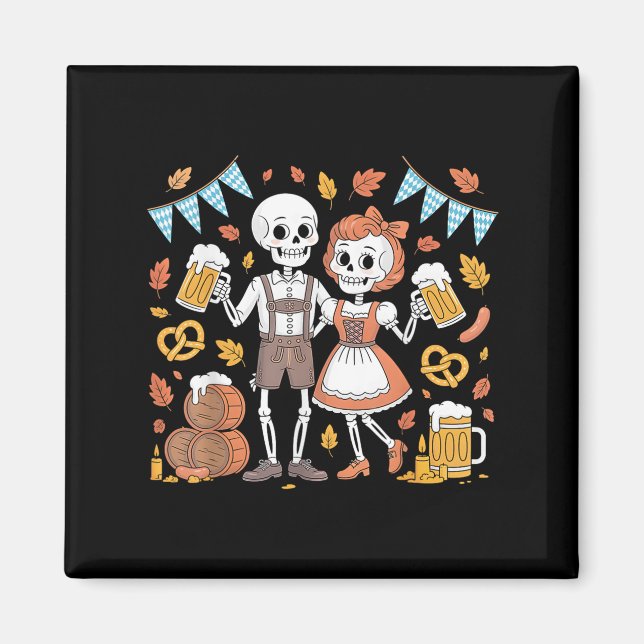 Halloween Drinking Skeletons Costume Funny Tee Magnet (Framsidan)