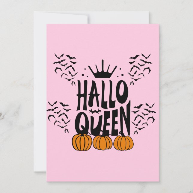 Halloween-drottning, Halloqueen, Retro Halloween-k Julkort (Framsida)