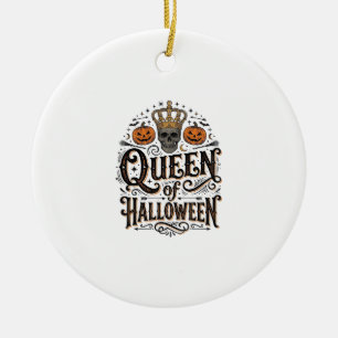 Halloween-drottning Vintage Skalle Pumpa Tröja Bes Julgransprydnad Keramik