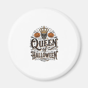 Halloween-drottning Vintage Skalle Pumpa Tröja Bes Magnet
