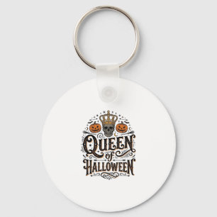 Halloween-drottning Vintage Skalle Pumpa Tröja Bes Nyckelring