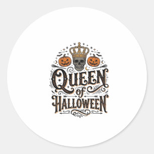 Halloween-drottning Vintage Skalle Pumpa Tröja Bes Runt Klistermärke