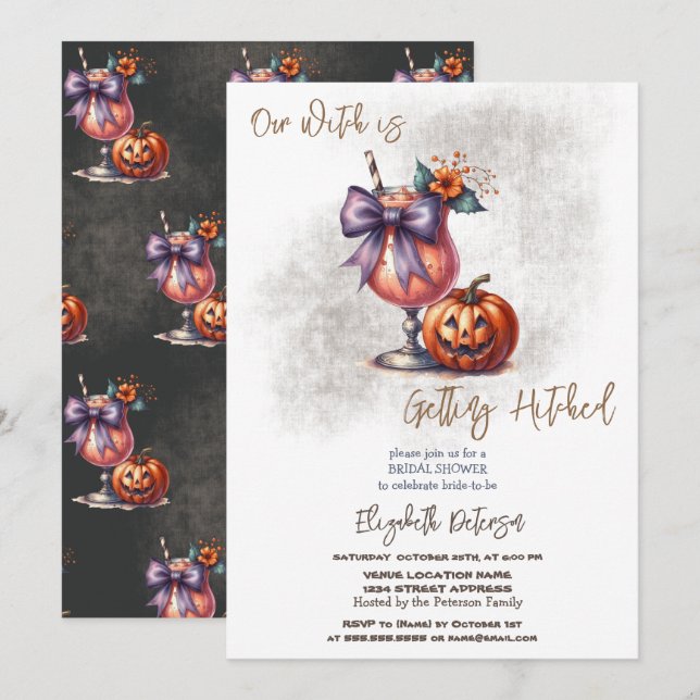 Halloween-dryck Pumpa Bröllopsdusch Inbjudningar (Fram/baksida)