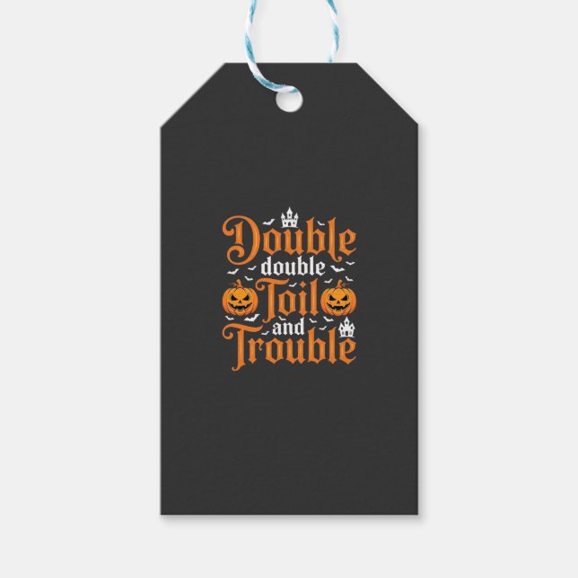 Halloween Dubbel Dubbel Plåga Och Elände_1 Presentetikett (Framsidan)