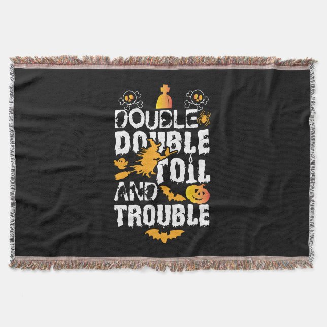 Halloween Dubbla Dubbla Oil och Trouble Birthday Filt (Framsidan)