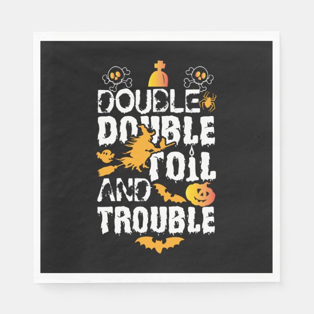 Halloween Dubbla Dubbla Oil och Trouble Birthday Pappersservett (Framsidan)