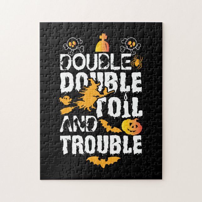 Halloween Dubbla Dubbla Oil och Trouble Birthday Pussel (Vertikal)