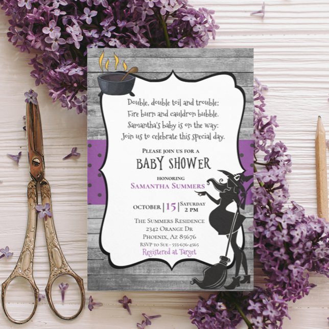 Halloween Dubbla Dubbla Witch Baby Shower Inbjudningar (Skapare uppladdad)