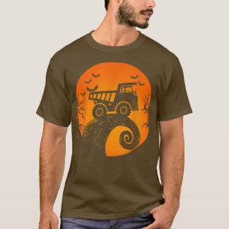 Halloween Dump Truck Bat Pumpkin Costume Kids Boys T Shirt