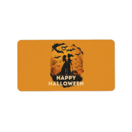 Halloween-Duo im Mondlicht Adressetikett