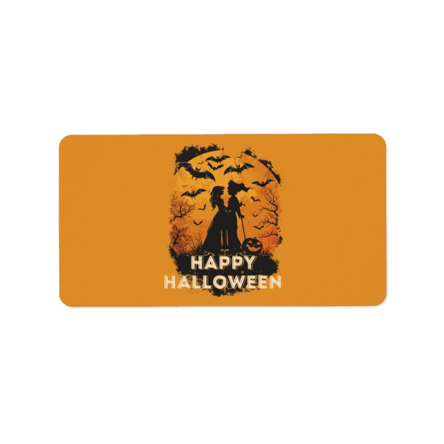 Halloween-Duo im Mondlicht Adressetikett (Framsidan)
