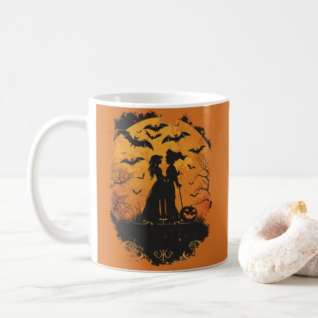 Halloween-Duo im Mondlicht Kaffemugg (Med munk)