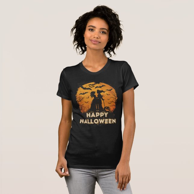 Halloween-Duo im Mondlicht T Shirt (Hel framsida)