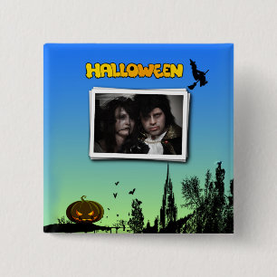 Halloween Dusk med Witch Lägg till bild Ram Knapp