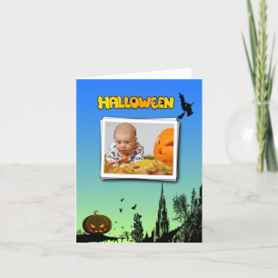 Halloween Dusk med Witch Lägg till bild Ram Kort