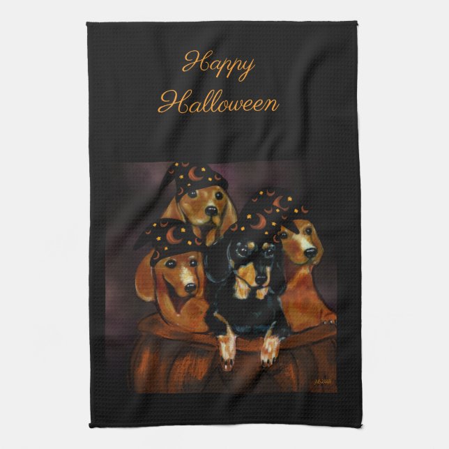Halloween-dvärghundar Kökshandduk (Vertikal)