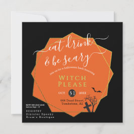 Halloween Eat Drink är Scary Black Orange Parody Inbjudningar