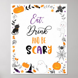 Halloween-eat-dryck var Scary Party-tecken Poster