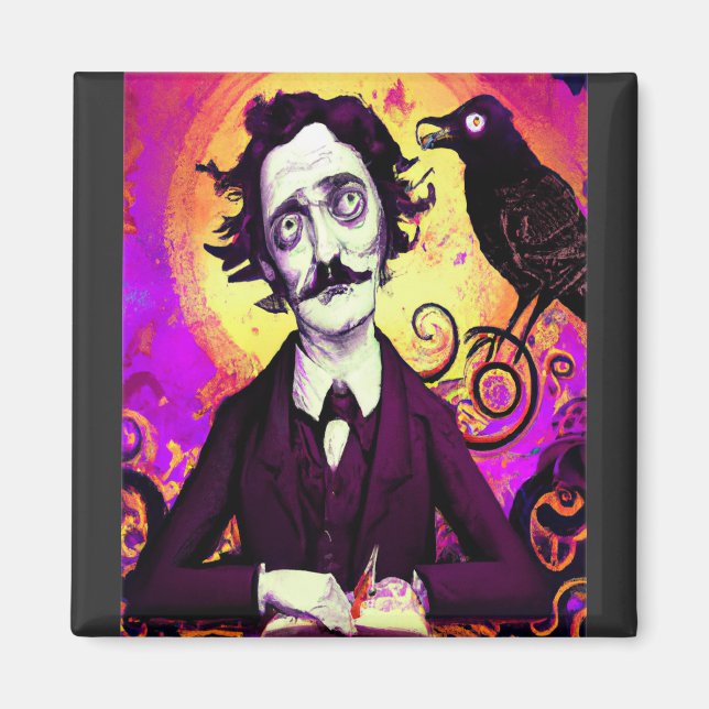 Halloween, Edgar Allen Poe, Raven, Icke desto mer Magnet (Framsidan)