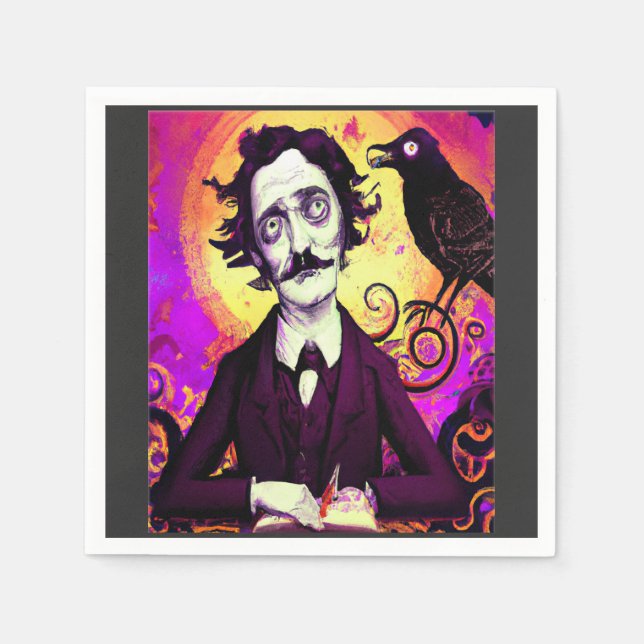 Halloween, Edgar Allen Poe, Raven, Icke desto mer Pappersservett (Framsidan)