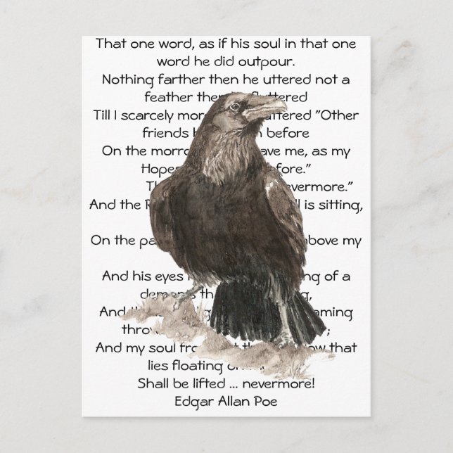 Halloween, Edgar Allen Poe, Raven, Icke desto mer Vykort (Framsida)