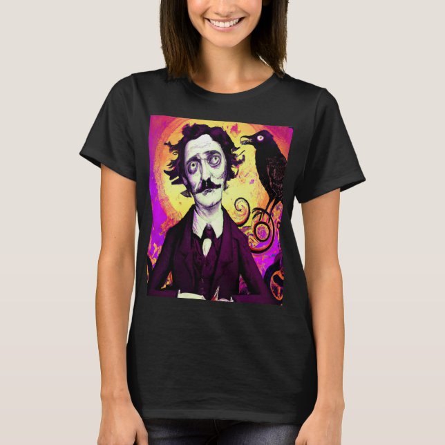 Halloween, Edgar Allen Poe, Raven, Icke-Sh T Shirt (Framsida)