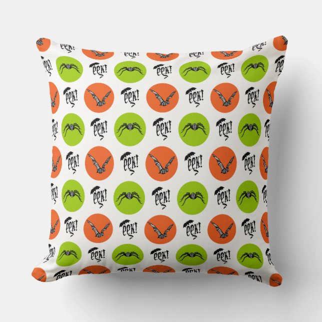 Halloween Eek Fladdermöss och Spindlar Mönster Kudde (Framsida)