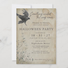 Halloween | Eerie Gothic Watercolor Raven Inbjudningar