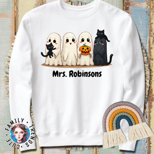 Halloween-eget namn Ghost Cats Cat Dam Mamma Gift T Shirt