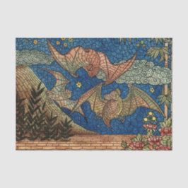 Halloween-Elegant Blue Guld Mosaic Fladdermus Bela