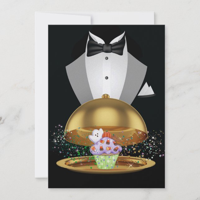 Halloween-Elegant Cuptårtinbjudan - SRF Inbjudningar (Framsida)