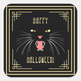 Halloween-Elegant för issing Cat Black Fyrkantigt Klistermärke