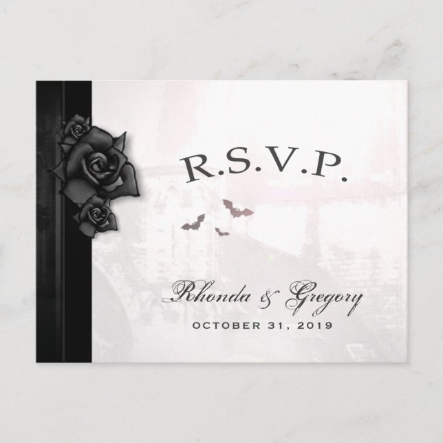 Halloween Elegant Gothic Black MENY Matchande RSVP (Framsida)