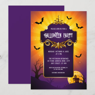 Halloween Elegant Gothic Kostymfest Inbjudan