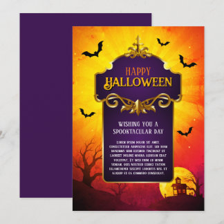 Halloween Elegant Gothic Skräckönskningskort Inbjudningar