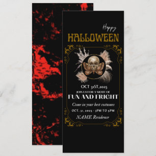 Halloween elegant guldskelett-inbjudan inbjudningar