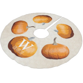 Halloween Elegant Harvest Pumpkins - Personlig Julgransmatta Borstad Polyester