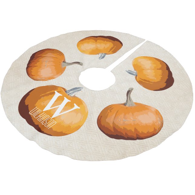 Halloween Elegant Harvest Pumpkins - Personlig Julgransmatta Borstad Polyester (Vinklad)