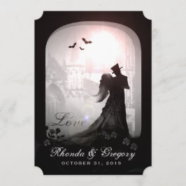 Halloween Elegant Kärlek Silhouette Bröllopsinbjud Inbjudningar