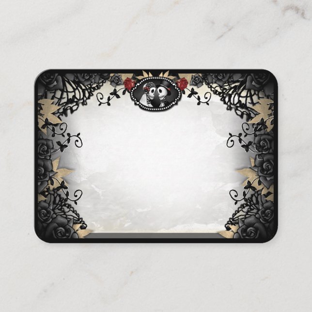 Halloween Elegant Skeletons Ro BLANK Place Cards Tilläggskort (Framsida)