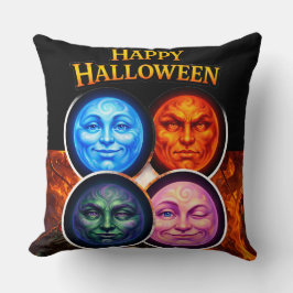 Halloween elemental moon faces, Gothic fantasy squ Kudde